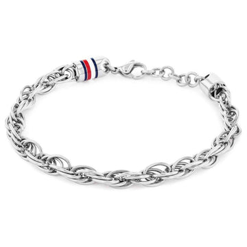 Ανδρικό ατσάλινο βραχιόλι Tommy Hilfiger σε ασημένιο χρώμα με πλέξη μπρασελέ.